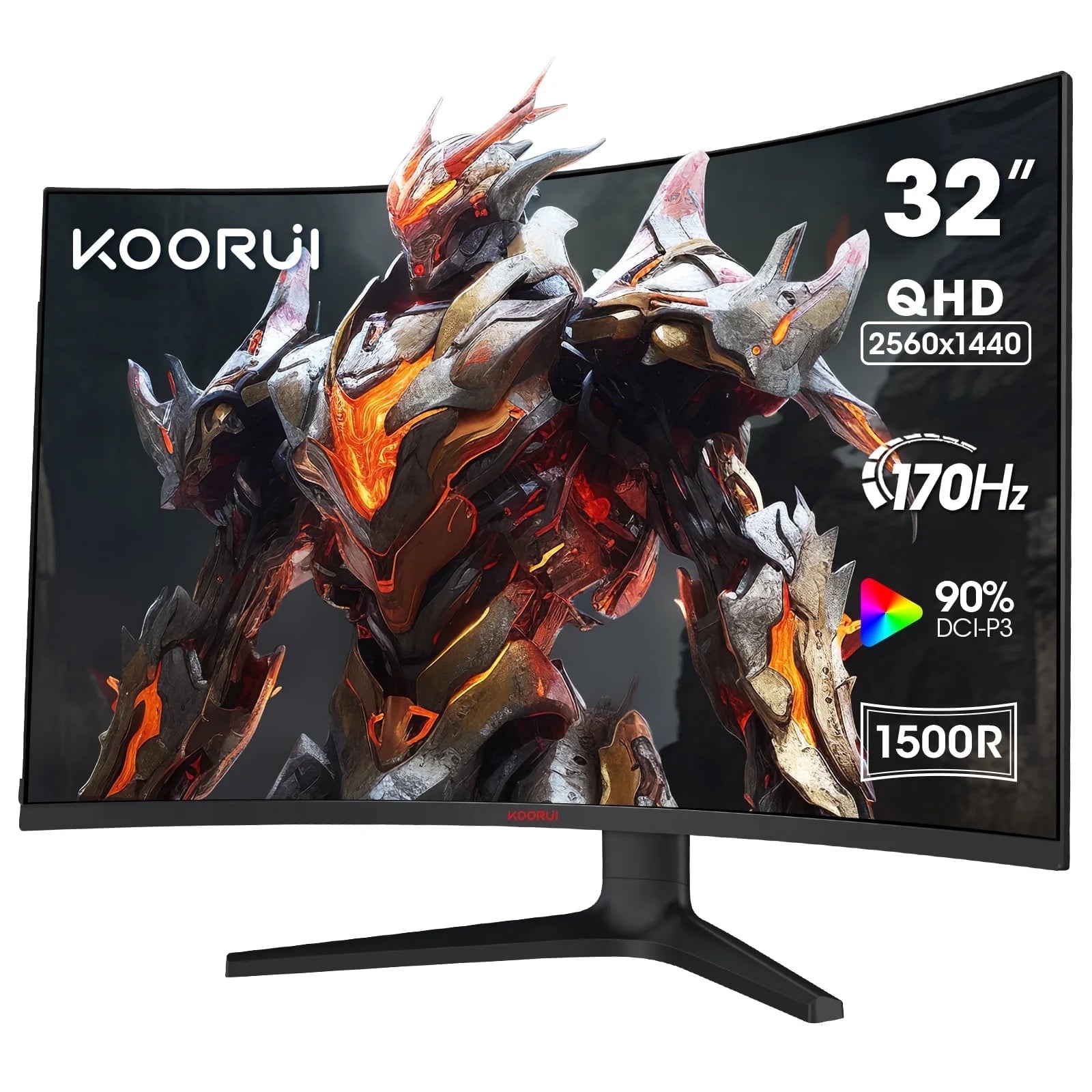 32 Inch 2K Curved Gaming Monitor, 170Hz QHD 1440P Computer Monitor, 1Ms Adaptive-Sync, DP&HDMI Ports, 32E6QC