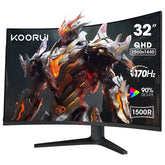 32 Inch 2K Curved Gaming Monitor, 170Hz QHD 1440P Computer Monitor, 1Ms Adaptive-Sync, DP&HDMI Ports, 32E6QC