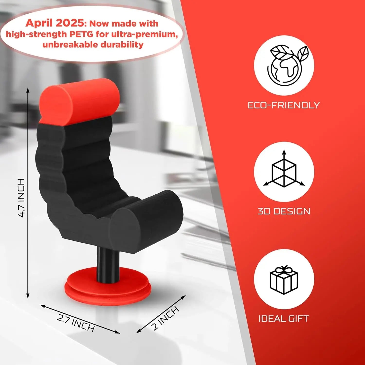 Gamer Chair Phone Stand - Phone Holder for Smartphones, Kindles up to 19 Cm Tall - Fun Gaming Accessories for Gamers - Useful Gamer Gadgets - Lovely Birthday Gift for Gamers