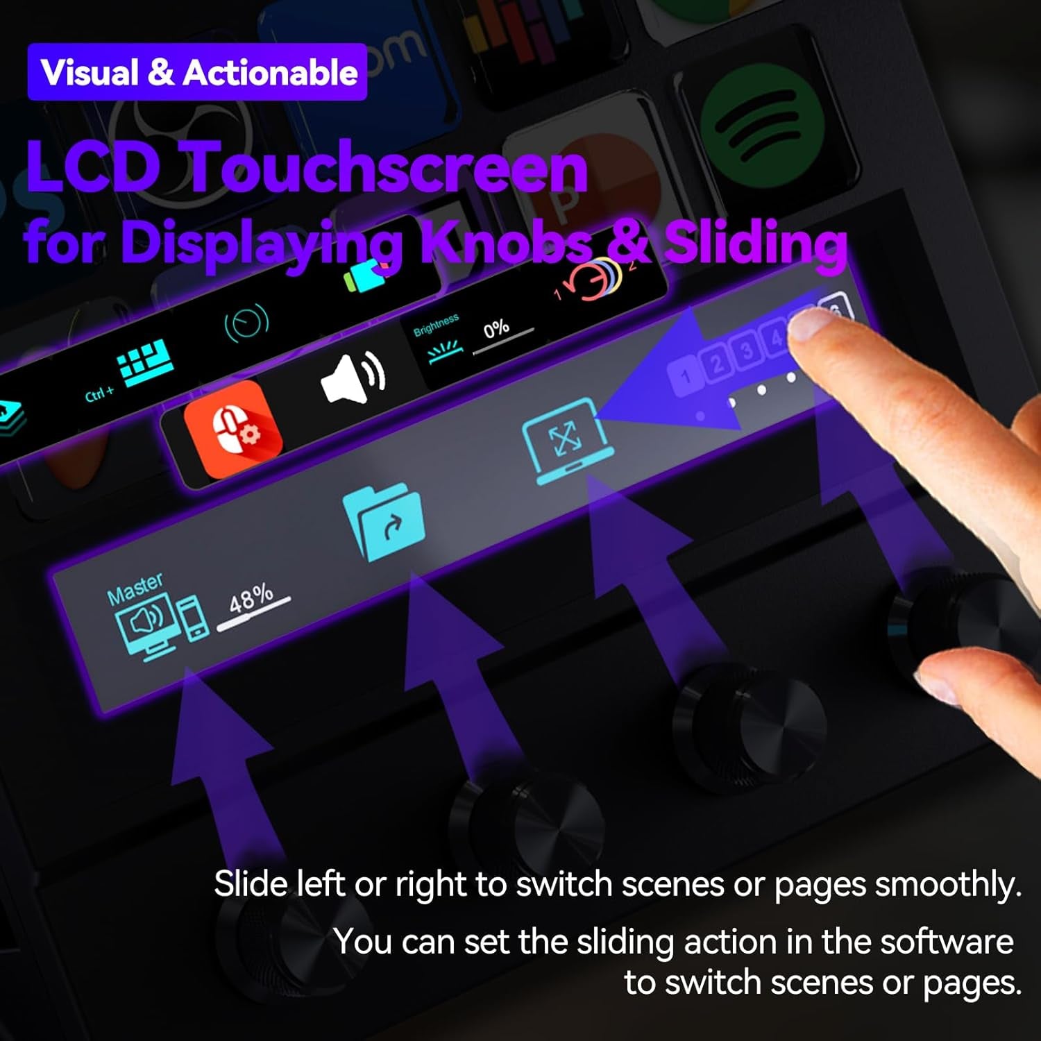 KILOGOGRAPH Stream Dock with Knobs Screen N4E — Wired Streaming Controller for PC and Mac