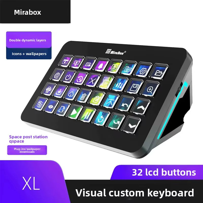 Mirabox XL Visual Console 32-Key Macro Keyboard Programmable Streamdeck Live Central Control Macro Keyboard PC Gamer Accessories