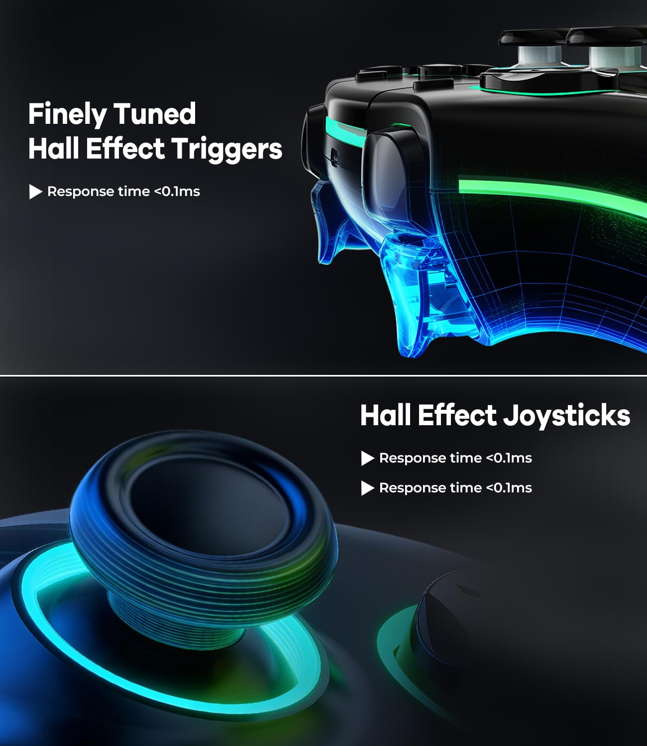 Wireless Pro Controller for PS5, PC, Mac, iOS, Android, and Steam Deck, RGB Gamepad with Hall Effect Joysticks, Dual Vibration, Turbo and Programmable Buttons, Touchpad, 3.5mm Audio Jack, 1500mAh Battery