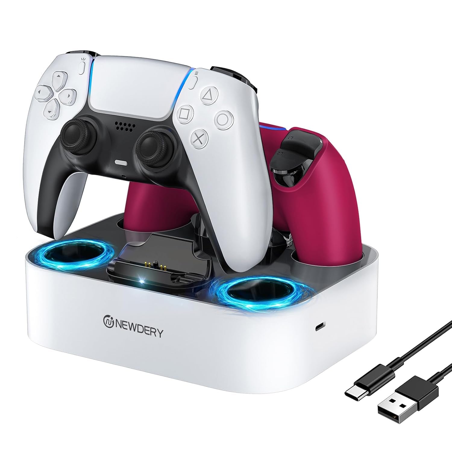 PS5 Controller Charger Dock, Fast Dual Charging Station with LED Indicator