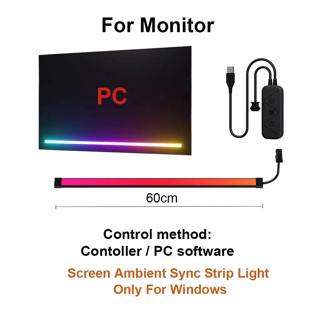 Smart Ambient TV Lighting PC Display Sync LED Strip Monitor Backlight DIY Party Atmosphere Light Ramadan Decor Lamp Game Holiday