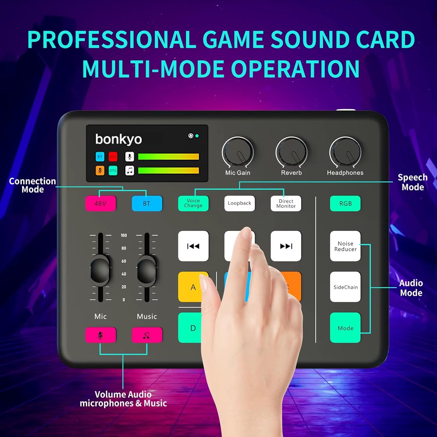 Broadcast Live Sound Card Quipment Podcast Gaming Audio Mixer with Microphone Set DJ Device for Audio Recording Live Streaming