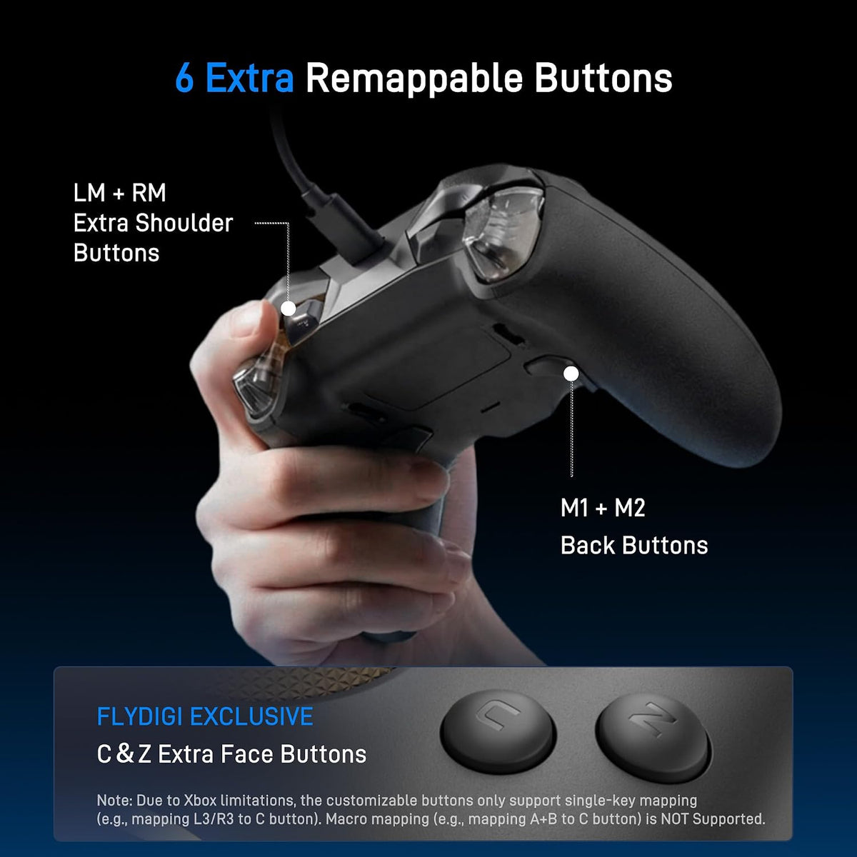 FLYDIGI Vader 5S Wired Xbox Controller, Hall Effect Sticks, Adjustable Tension, 6 Remappable Buttons