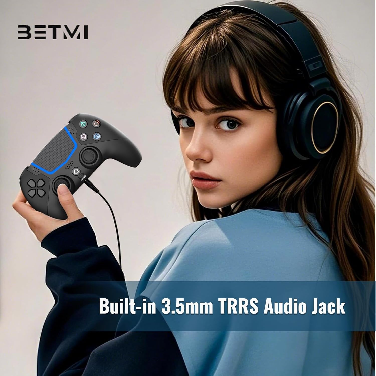 Wireless Gaming Controller for PS5, PS5 Pro, PS5 Slim, and PC, Bluetooth 5.3 Gamepad with Hall Effect Joysticks, LED Light Bar, Turbo, 6-Axis Motion Control, Dual Vibration, Touchpad, 3.5mm Audio Jack and Speaker, Black