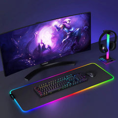 Headphone Stand Gaming Headset Holder RGB PC Gaming Accessories for Desk, Cool LED Headset Stand with 2 USB Charger for Gamer, Black