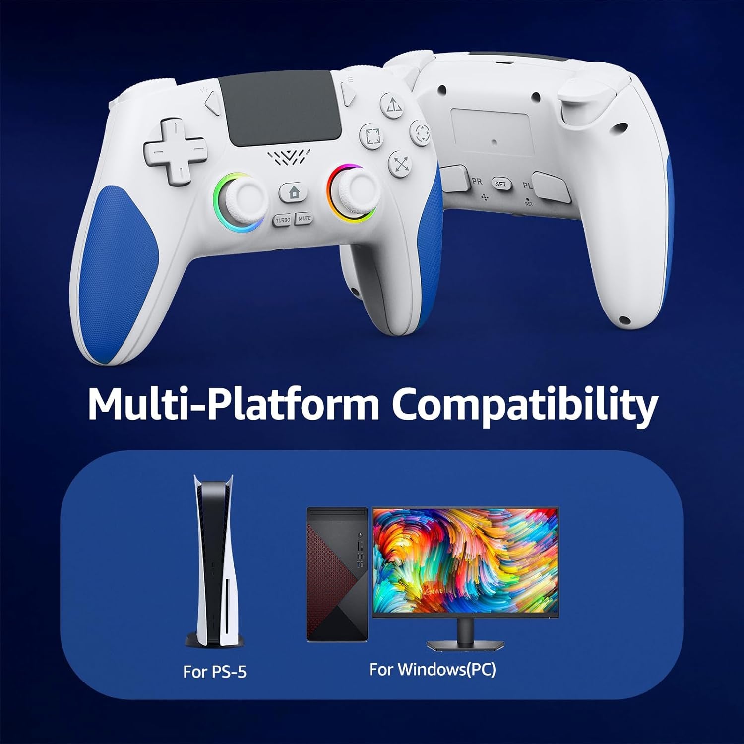 Wireless Controller for PS5 and PC with Hall Effect Joysticks and Triggers
