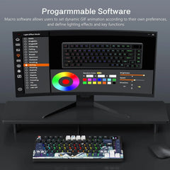 S-K80 75% Keyboard with Color Multimedia Display Mechanical Gaming Keyboard, Wired Hot Swappable Gasket Mount RGB Custom Key Board, Pre-Lubed Stabilizer for Mac/Win, Black Kanagawa