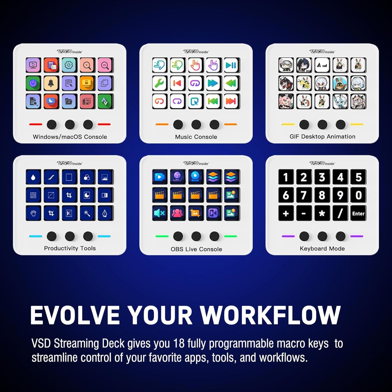 VSDINSIDE Macro Keypad and Stream Controller Deck