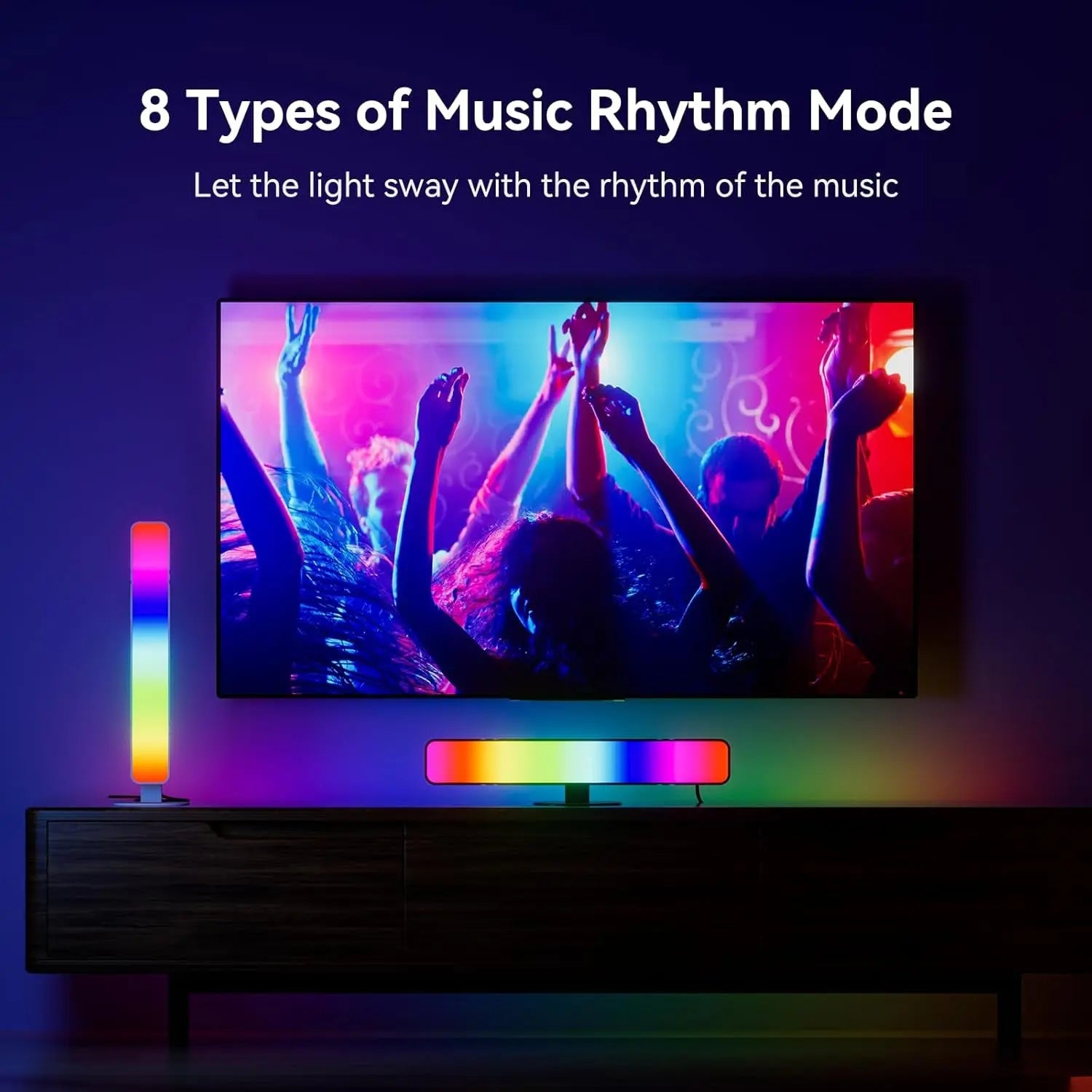 LED Light Bar, Music Sync RGB Light Bar, USB Ambient Lamp, Color Changing Gaming TV Backlight with Remote Control, 15 Dynamic Modes for Room Gaming Decoration