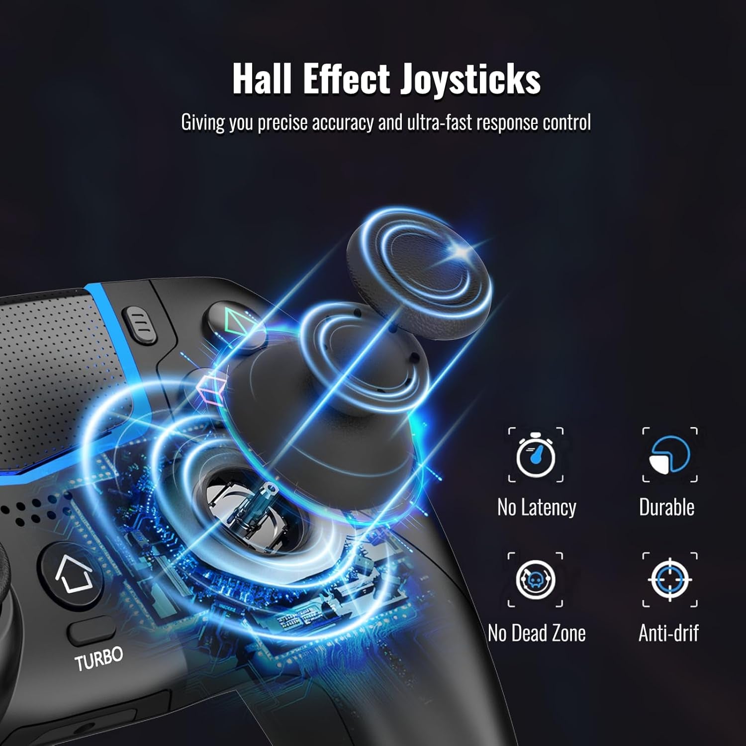 Wireless Gaming Controller for PS5, PS5 Pro, PS5 Slim, and PC, Bluetooth 5.3 Gamepad with Hall Effect Joysticks, LED Light Bar, Turbo, 6-Axis Motion Control, Dual Vibration, Touchpad, 3.5mm Audio Jack and Speaker, Black
