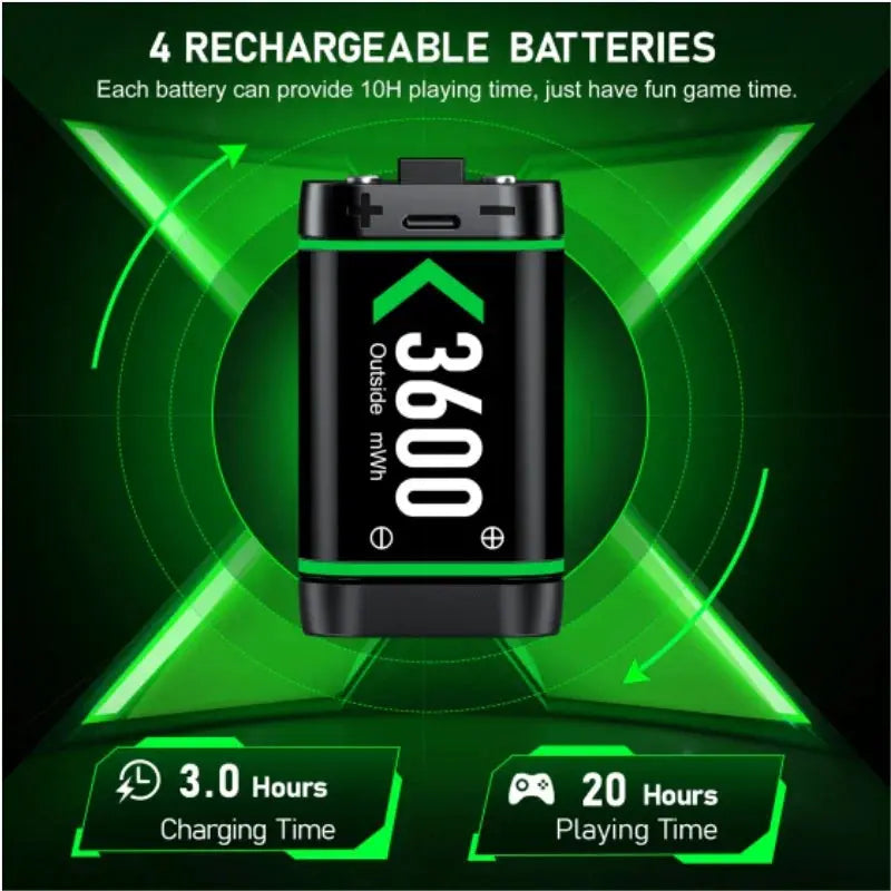 Rechargeable Battery for Xbox One Controller 4 X 3600Mwh Battery for Xbox One/Xbox Series X/S Charging Accessories 