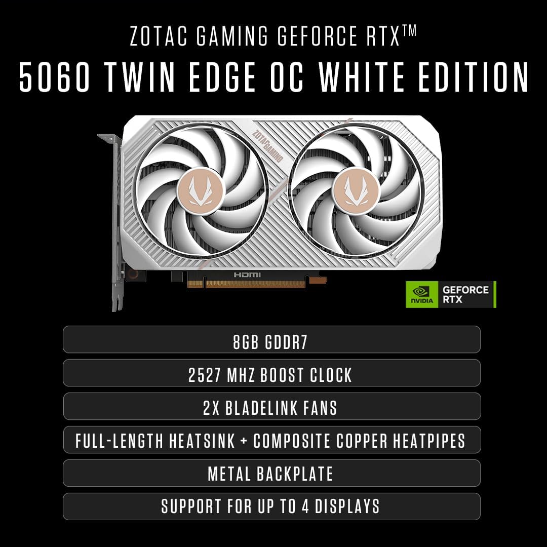 Gaming Desktop PC, Ryzen 7 8700F, RTX 5060 Ti, 32GB DDR5 RAM, 1TB NVMe SSD
