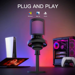 RGB Gaming Microphone Professional Dynamic Mic for Studio Broadcast Voice Computer Gamer Streaming Podcast Livestreaming Mic