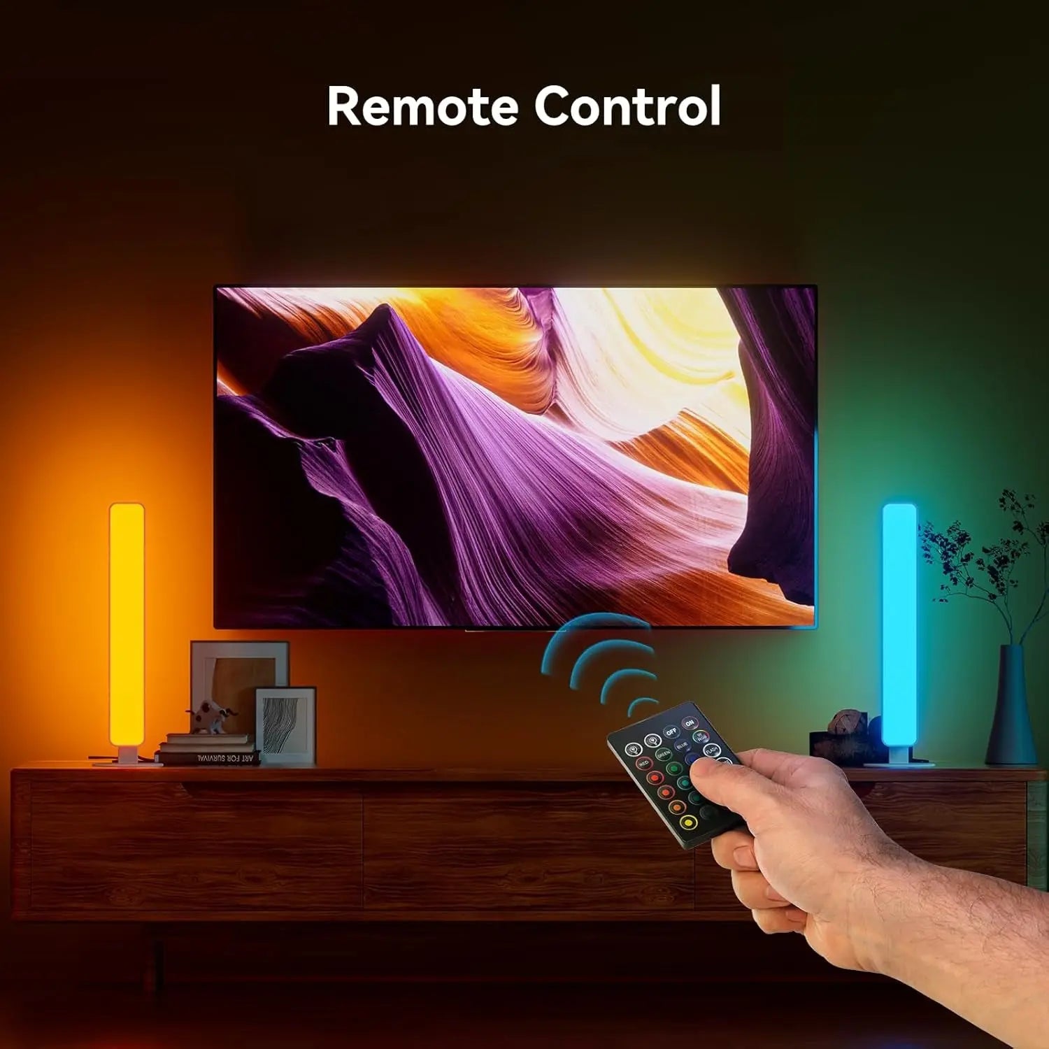 LED Light Bar, Music Sync RGB Light Bar, USB Ambient Lamp, Color Changing Gaming TV Backlight with Remote Control, 15 Dynamic Modes for Room Gaming Decoration