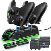 Controller Charger Station with 2X4800Mwh Rechargeable Battery Packs Compatible with Xbox One/Elite/Series X|S, Controller Charging Dock, XB Gaming Accessories with 9 RGB Modes and 4 Battery Covers