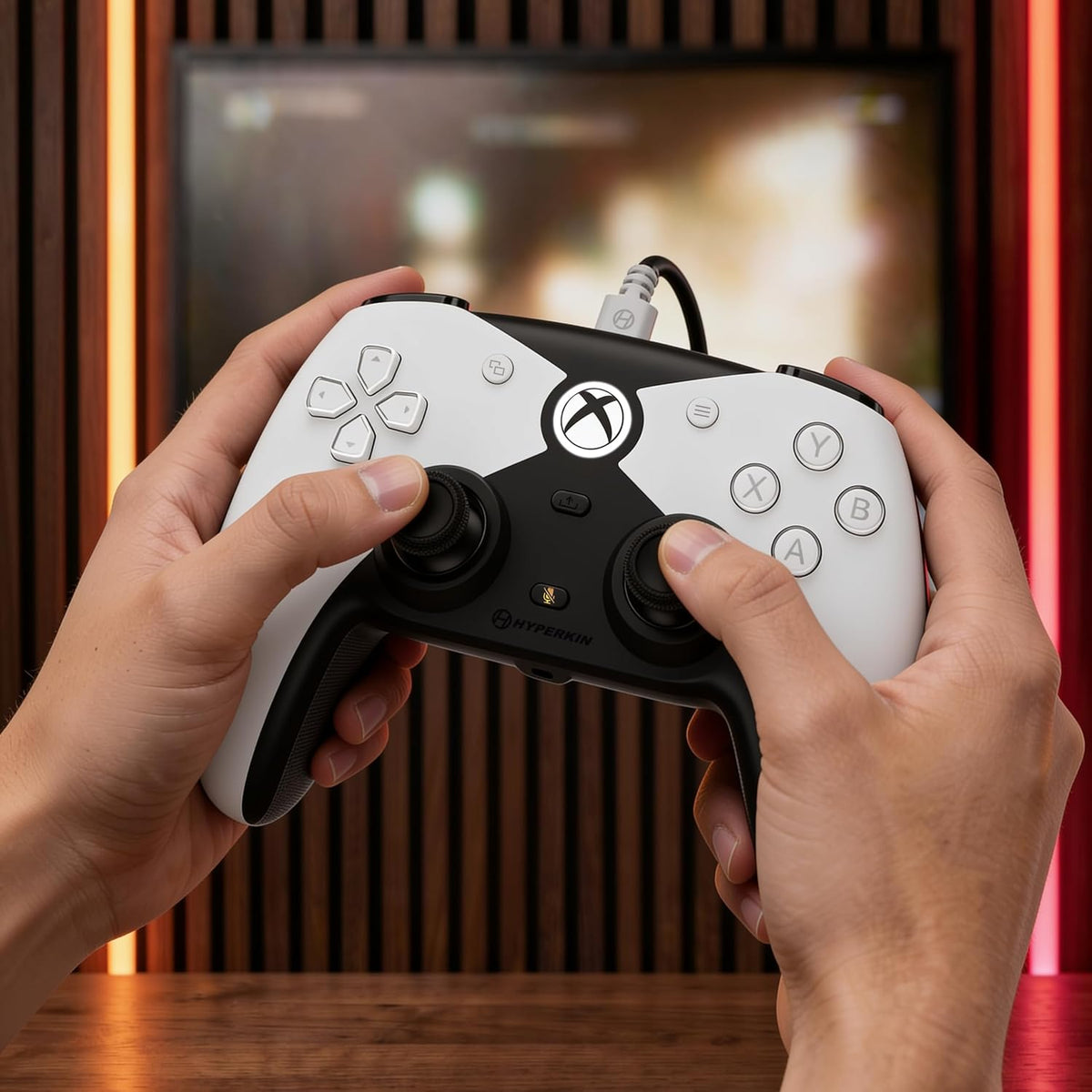 Hyperkin The Competitor Wired Xbox Controller, Hall Effect Joysticks, Symmetrical Layout, White