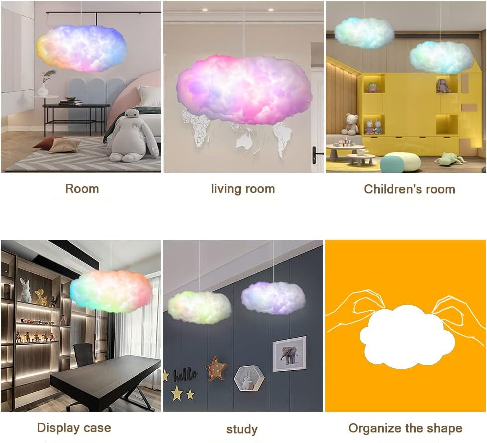 Cloud RGB Lightning Light with Music Sync, Bluetooth App Control, USB Powered LED Ceiling Light for Gaming Rooms and Streaming Setups