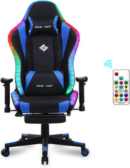 RGB Gaming Chair with Massage and Footrest Large Ergonomic Computer Desk Chair Video Gaming Chair with LED Light Effect Adjustable Reclining Gamer Chair