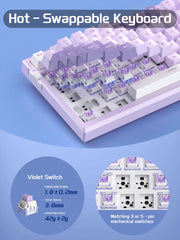 SKY81 75% Mechanical Gaming Keyboard, RGB Gasket Hot Swappable Wired Custom Creamy Sound Dampening Keyboard with Knob