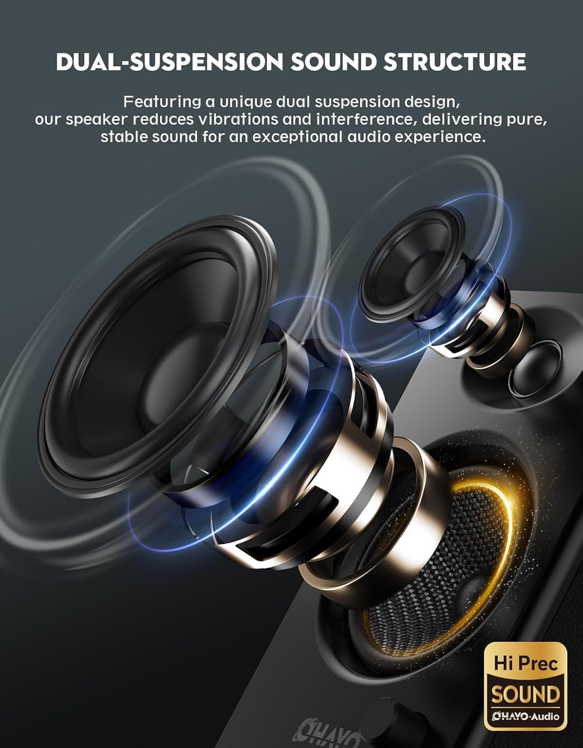 60W Computer Speakers for Music and Gaming, Active Bluetooth 5.3, Stereo 2.0 Speakers for Desktop PC or Laptop, 3.5Mm Aux RCA USB Input, 1 Pair, Black