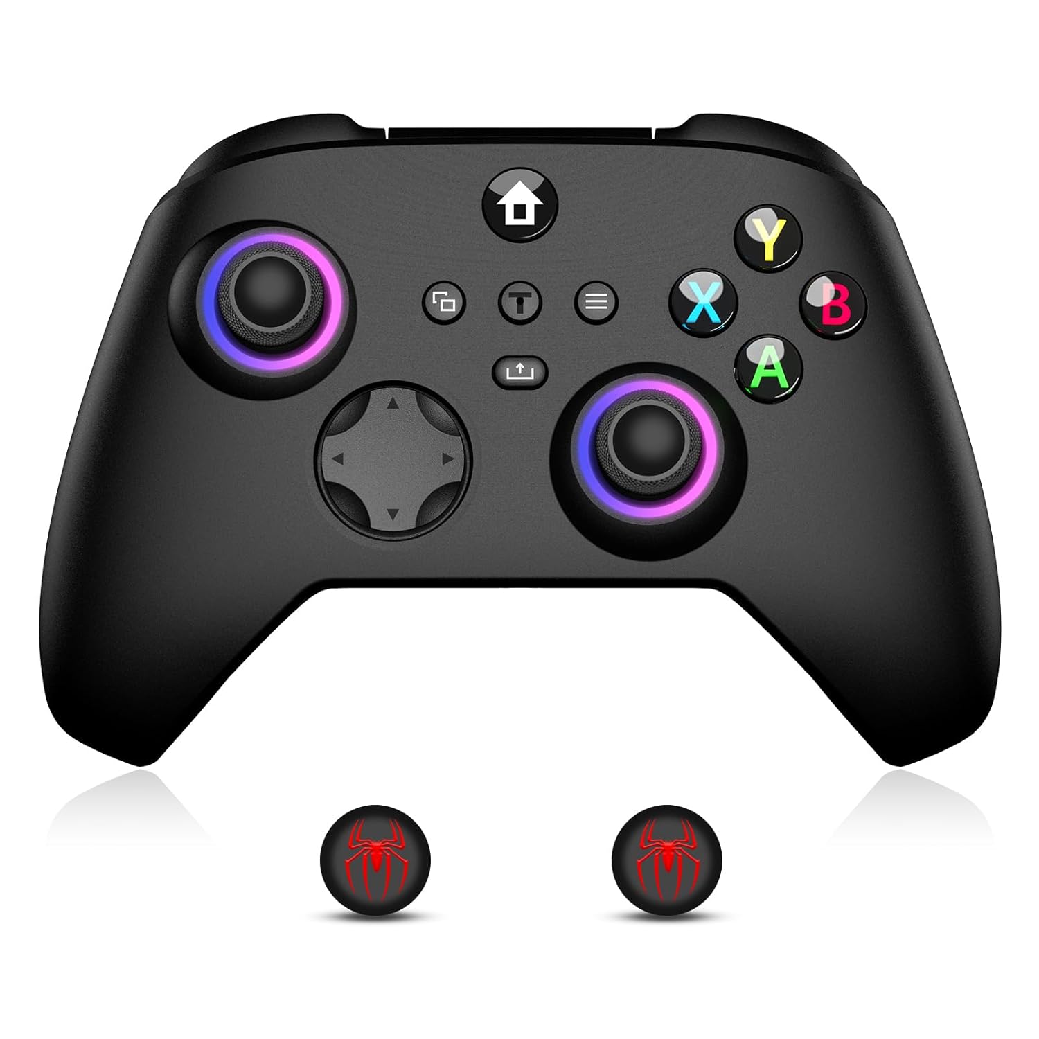 Wireless Controller for Xbox, Compatible with Xbox Series X/S/One/Pc, with 2 Silicone Thumb Grips, Hall Effect Joysticks, 2.4Ghz Wireless Adapter Gamepad with RGB Light, Dual Vibration, TURBO