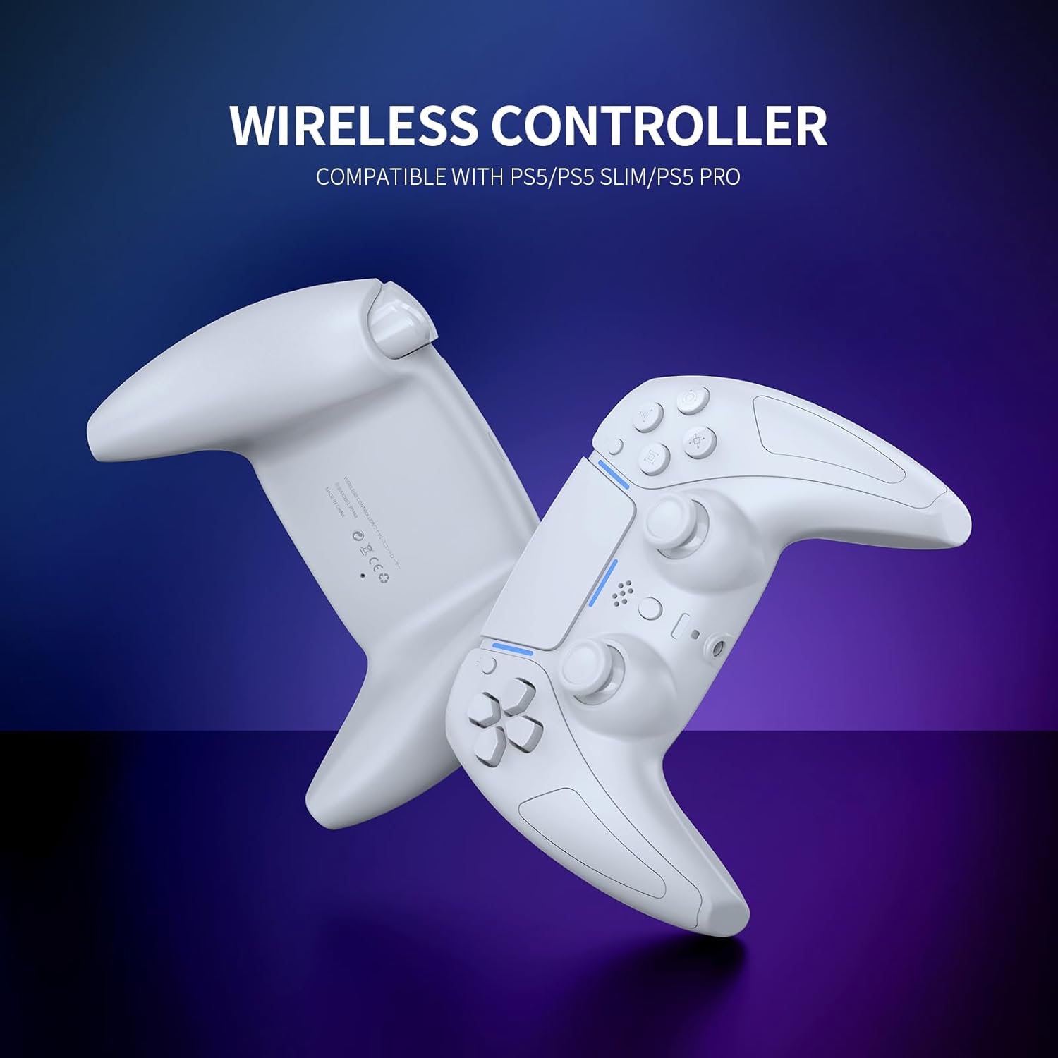 JDDWIN Wireless Gaming Controller Compatible with PS5, PC, and Android, LED and Motion Control