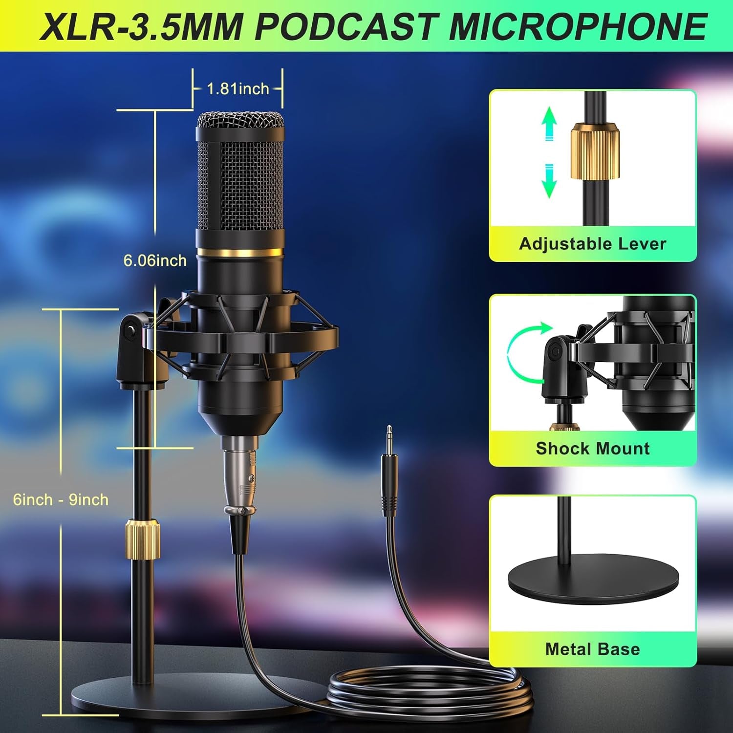 Tenlamp Podcast Microphone Bundle with Live Sound Card Audio Mixer