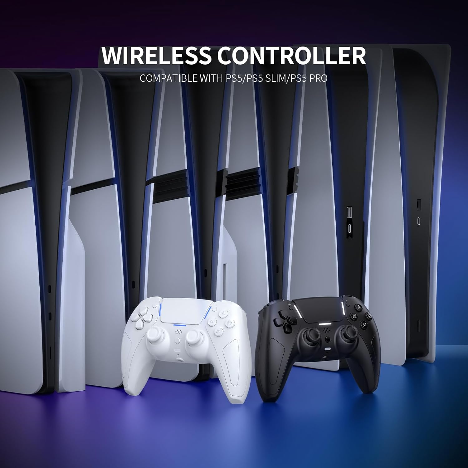 JDDWIN Wireless Gaming Controller Compatible with PS5, PC, and Android, LED and Motion Control