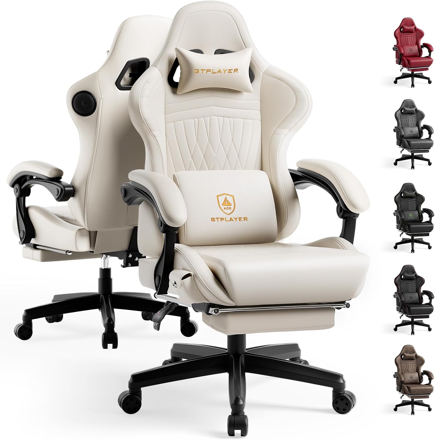 ACE-PRO Music Gaming Chairs – Built-In Speakers, App Support & Bluetooth Control, Computer Game Chairs with Footrest for Adults, Ergonomic Reclining Silla, Linkage Armrest, Blue 【Velvet】