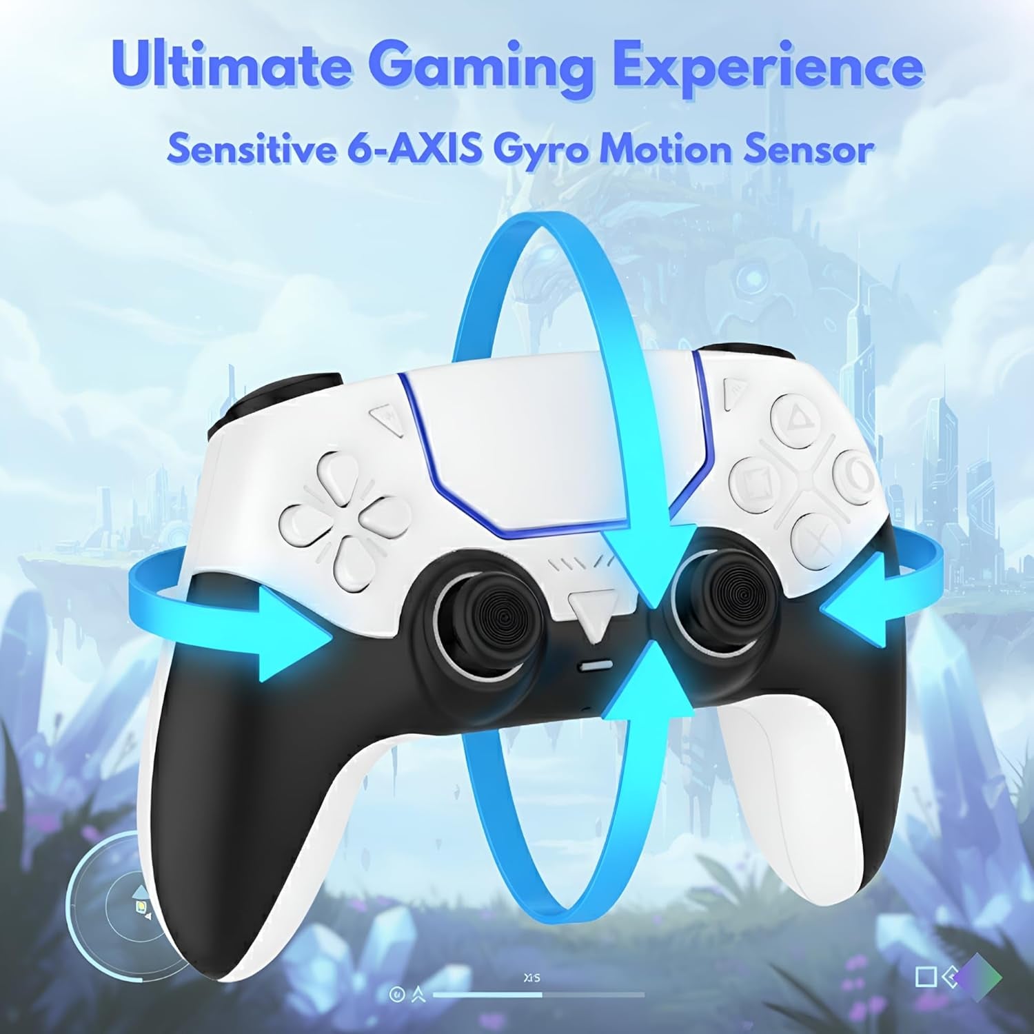 Pro Wireless Controller for PS5, Hall Effect 3D Joysticks, Bluetooth 5.3 Gamepad with Programmable Back Buttons, 6-Axis Motion Control, Dual Vibration, 3.5mm Audio Jack, Compatible with iOS, Android, PC, and Steam, Gray