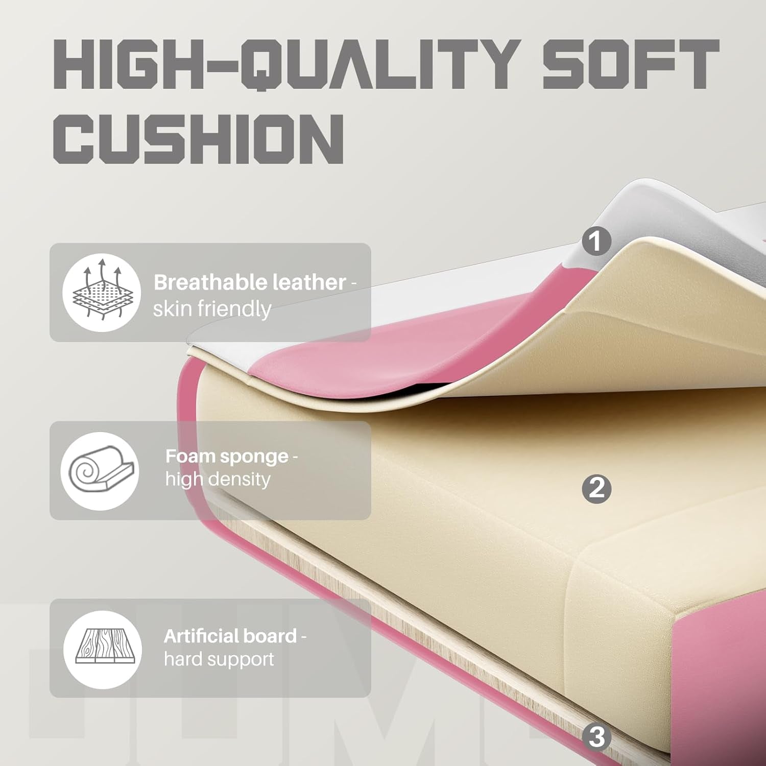 Ergonomic Gaming Office Desk Chair with Footrest and Headrest for Adults, PU Leather Video Computer Chair with Linkage Armrests, Height Adjustable 360° Swivel Recling Chair, White Pink