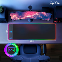 Wireless Charger LED Mousepad 35.5 X 12 Inch RGB Gaming Mouse Pad 10 Light Modes