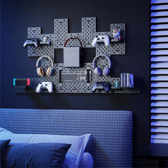 Controller and Headphone Holder Wall Mount, Modular Gaming Pegboard