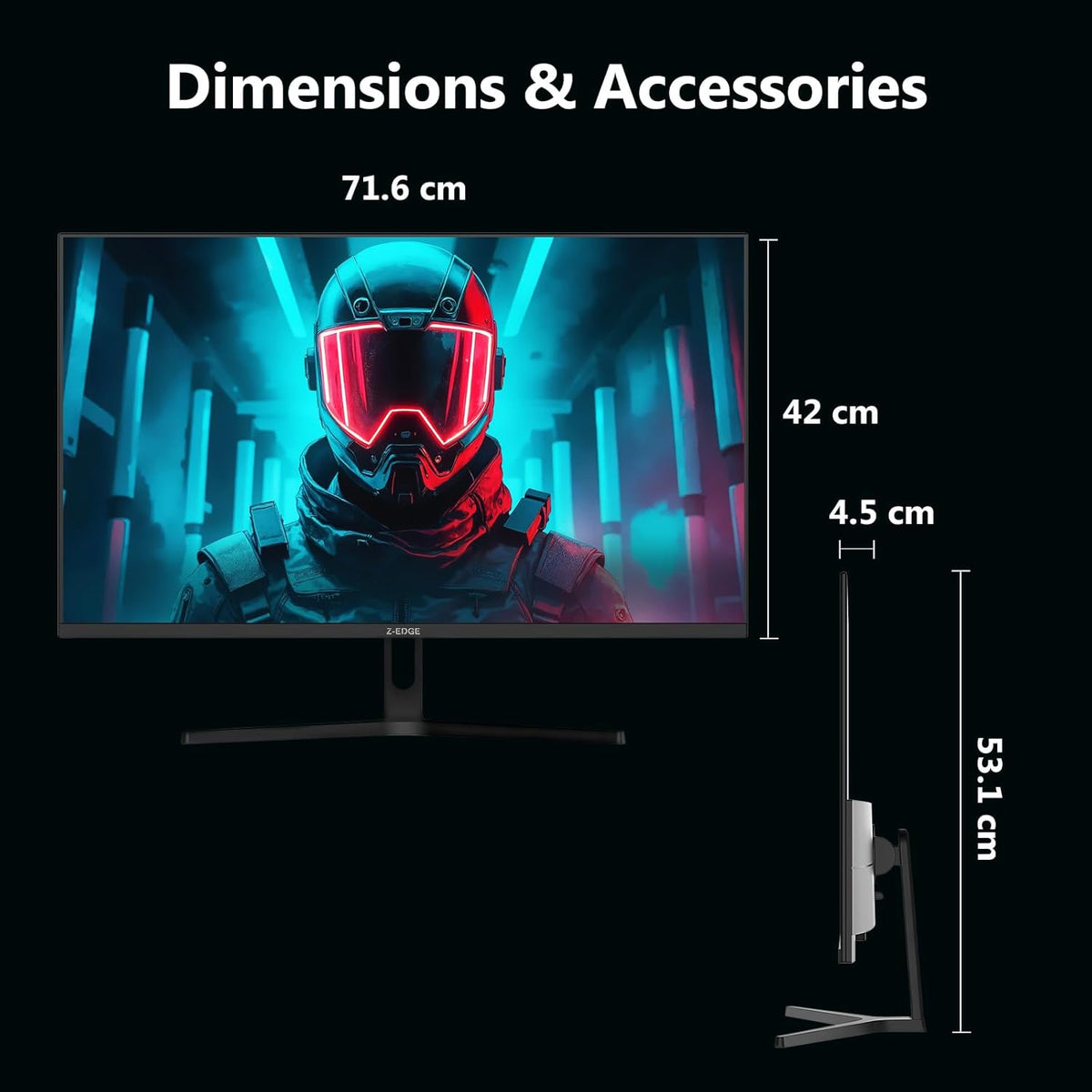 Z-EDGE UG32 32" Curved Gaming Monitor, QHD 1440p, 180Hz, 1ms, FreeSync Premium, 1500R