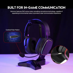 Harmony WHG02 Wireless Headphones Bluetooth 5.3 50Mm Bass-Enhancing Diaphragm RGB Gaming Headset for PC PS4 PS5