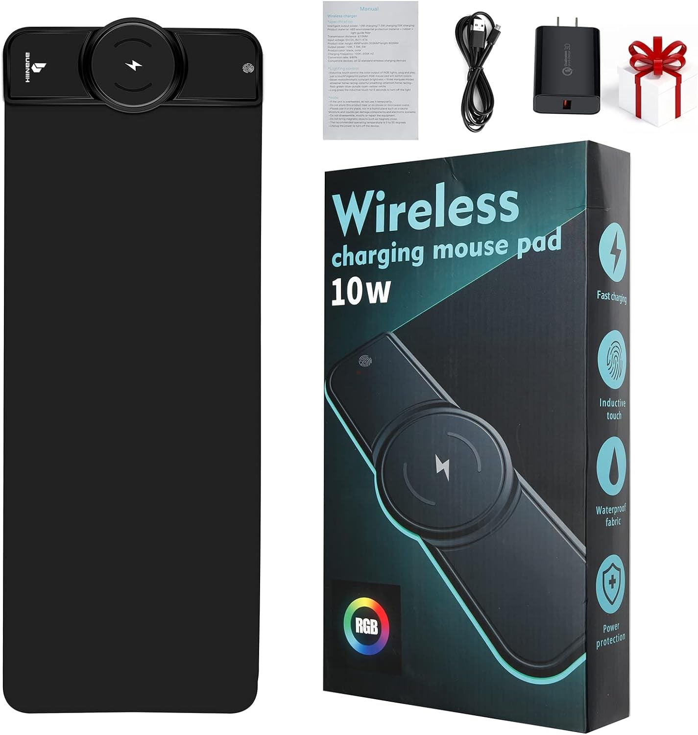 RGB Gaming Mouse Pad with 15W Wireless Charging, Extended Desk Mat 31.5 x 11.8 Inch, LED Mouse Pad with 10 Lighting Modes, Non-Slip Base for Keyboard, Mouse