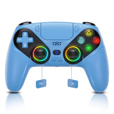 RGB Wireless Controller for Ps5/Playstation 5 PC, Bluetooth Controller with Turbo, Macro, Dynamic Vibration, 6-Axis Motion Control, 3.5Mm Audio Jack, 1000Mah Battery, Speaker - Blue