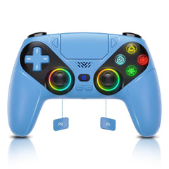 RGB Wireless Controller for Ps5/Playstation 5 PC, Bluetooth Controller with Turbo, Macro, Dynamic Vibration, 6-Axis Motion Control, 3.5Mm Audio Jack, 1000Mah Battery, Speaker - Blue