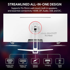 34'' Ultrawide Gaming Monitor 120HZ, 21:9 WFHD 2560X1080 IPS Panel Computer Monitors with Built-In Speakers, Support AMD Freesync, 120% Srgb, DP1.4 & HDMI1.4, Wall Mountable Installs-White