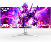 34'' Ultrawide Gaming Monitor 120HZ, 21:9 WFHD 2560X1080 IPS Panel Computer Monitors with Built-In Speakers, Support AMD Freesync, 120% Srgb, DP1.4 & HDMI1.4, Wall Mountable Installs-White