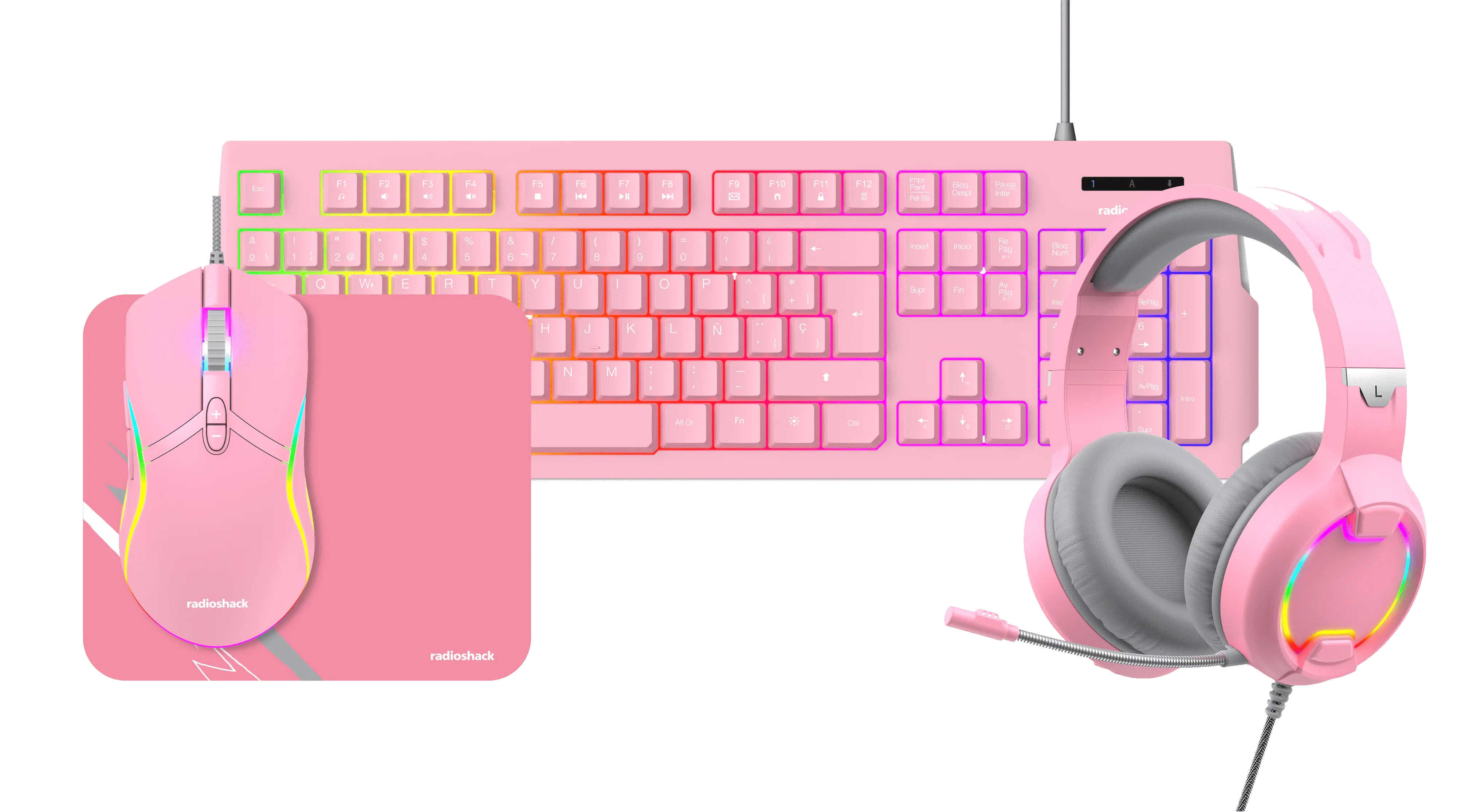 Mistic RGB Gaming Combo – Keyboard (105 Keys), Backlit Mouse (6400 DPI), & Headphones with Microphone