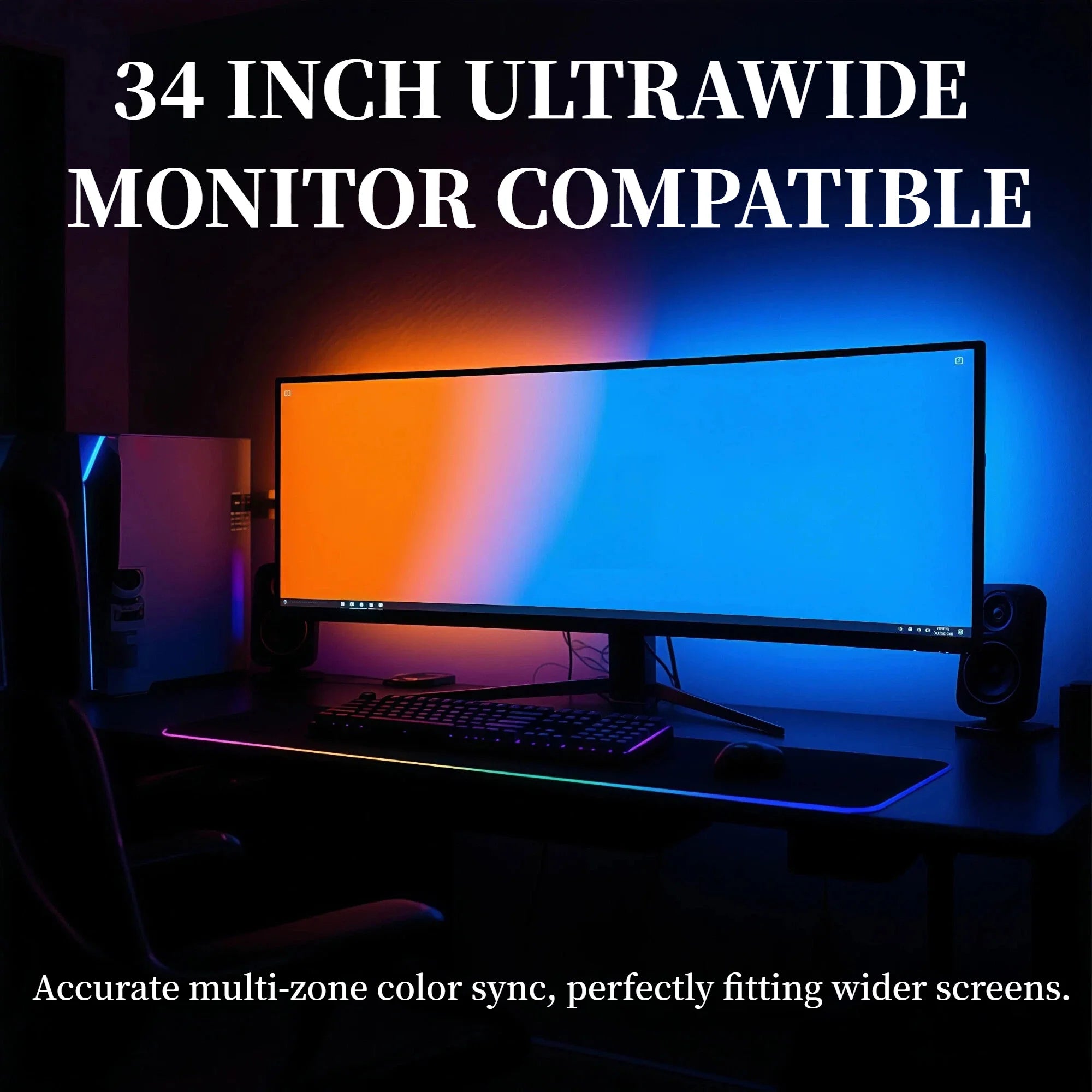 RGBIC PC Monitor Backlight - 360° 4-Side Screen Mirror Sync - Zero Lag Reactive Gaming Lights for Windows & Mac
