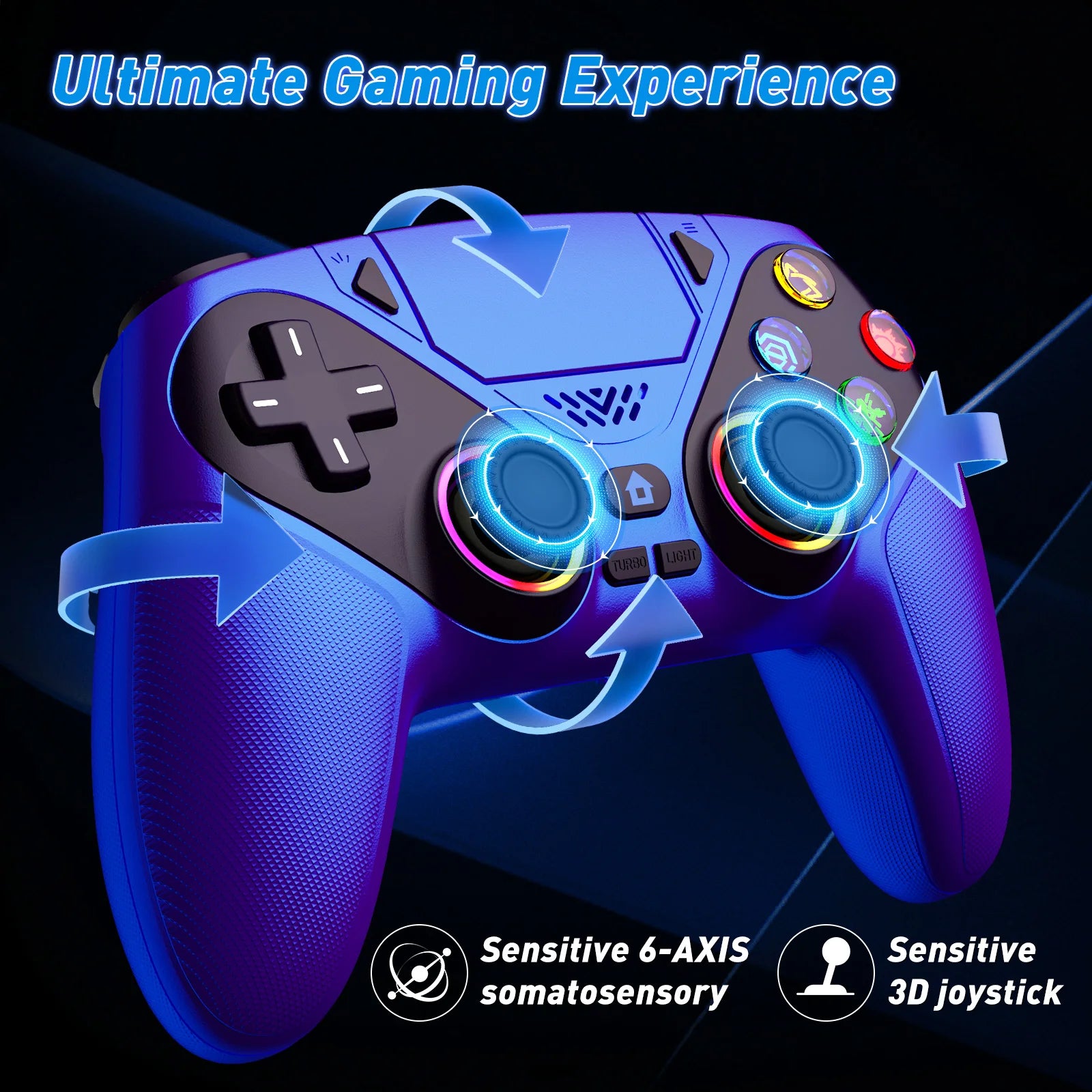 Dualpack RGB Wireless Controller Compatible with PS5 and PC, Hall Effect Triggers, Programmable Buttons, Turbo Mode, Dual Vibration Gamepad