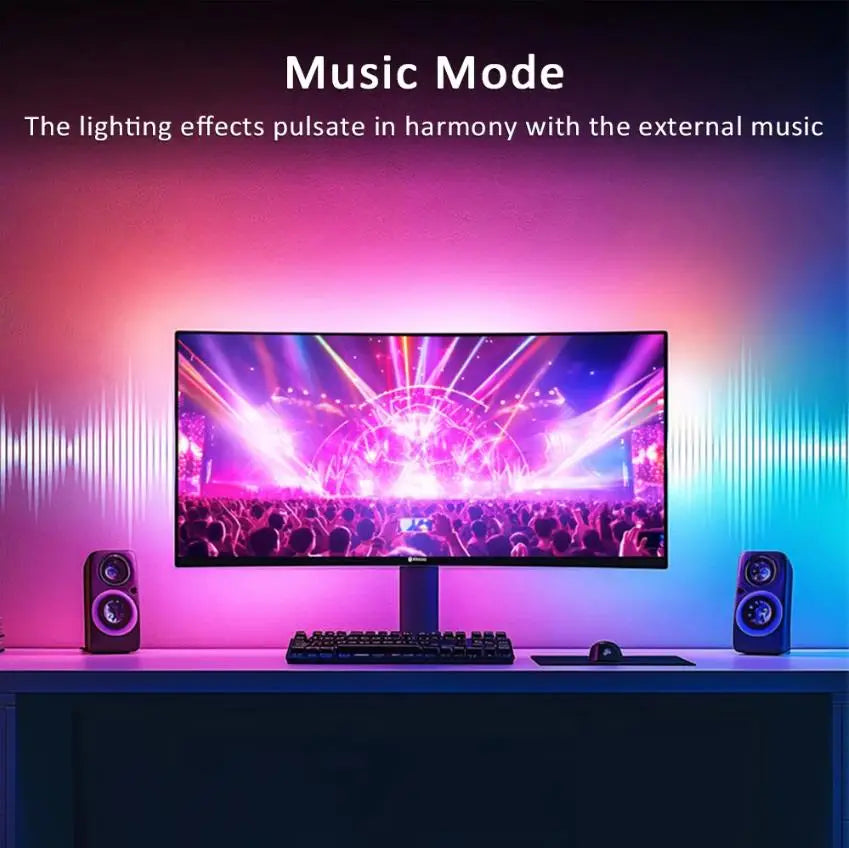 USB PC LED Strip Lights 24-34 Inch Computer RGBIC APP Music Sync Monitor Screen LED Backlight for Gaming Room Atmosphere Decor