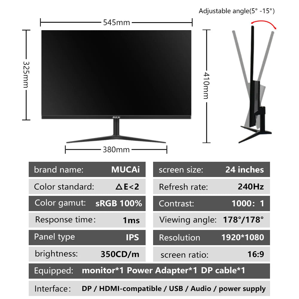 24-Inch 240Hz Gaming Monitor – Full HD IPS Display, 1ms Response, 178° Wide Viewing Angle