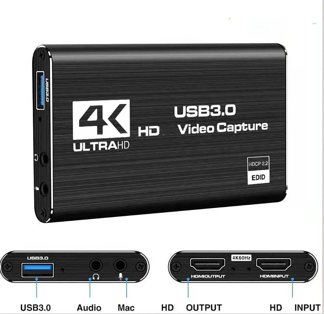 4K HD Video Capture Card – 1080p 60fps USB 3.0 for Streaming and Recording