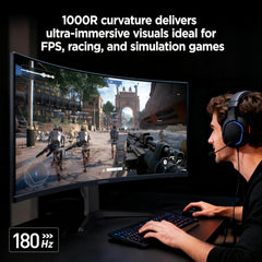 34-Inch Curved Ultrawide WQHD 3440×1440 Gaming Monitor, 180Hz 1000R- PIP/PBP, 1Ms(Mprt), HDR400, DCI-P3 95%, Freesync Premium, 1 X DP 1.4 & 2 X HDMI 2.0, Tilt Height Swivel Adjustment, 34E6UC